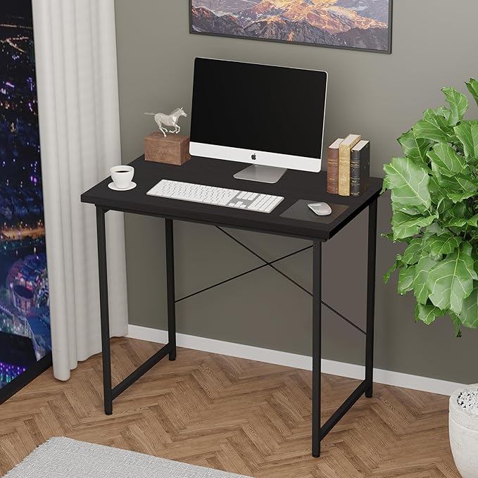 Small Space Writing Desk with Headphone Hooks, Modern Simple Design, Suitable for Study, Home Office and Living Room