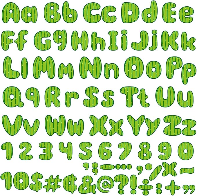 260 Pcs Bulletin Board Letters for Classroom 4” Letters Combo Pack Set Cactus Classroom Decorations Alphabet Numbers Symbols Letters for Bulletin Board Punch Out Ready Cutouts Card for Classroom Decor