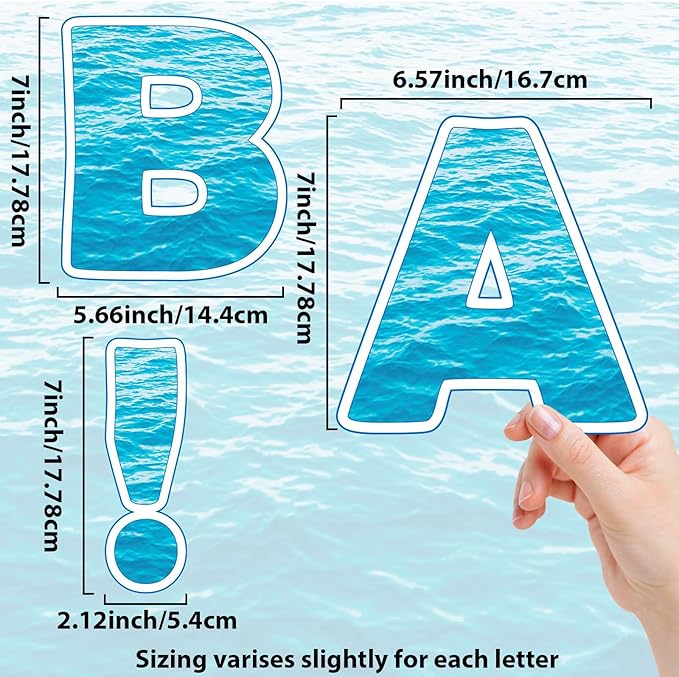 150 PCS Large 7" Blue Bulletin Board Letters Set,Ocean Under the Sea Classroom Alphabet Cutout Letter for Bulletin Board Display Home School, A Great Helper to Inspire Students' Learning Interest