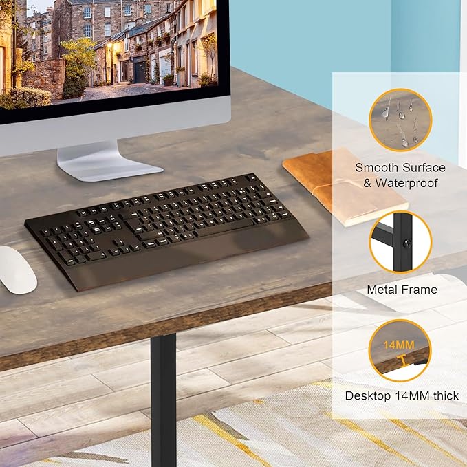 Computer Desk,39 Inch Home Office Desk Modern Writing Table with Metal Frame for Home Office and Study,Vintage