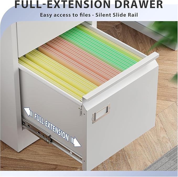 4 Drawer File Cabinet,Metal Filing Cabinets with Lock,18" Deep Vertical Filing Cabinets for Home Office,Steel Storage Cabinet fits Letter/Legal/A4 Size