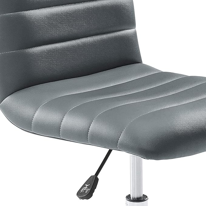 Modway Ripple Ribbed Armless Mid Back Swivel Computer Desk Office Chair In Gray
