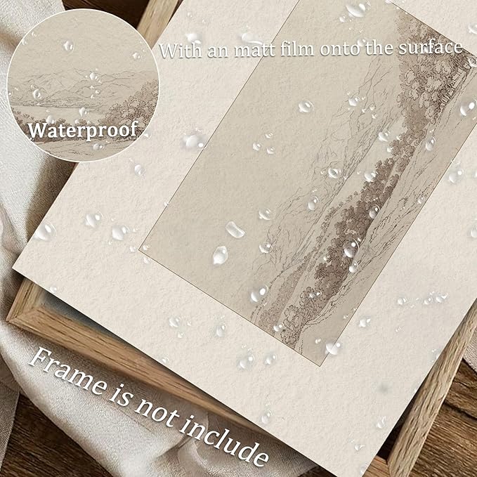 uniro Sketch Neutral Wall Art for Home Decor, Farmhouse Landscape Mountain Forest Sketch Drawing Wall Decor, Rustic Nature Canvas Prints Antique Moody Neutral Landscape Oil Painting Vintage Art Pictures for Bedroom Bathroom Decor( 8" x 10"-UNFRAMED)