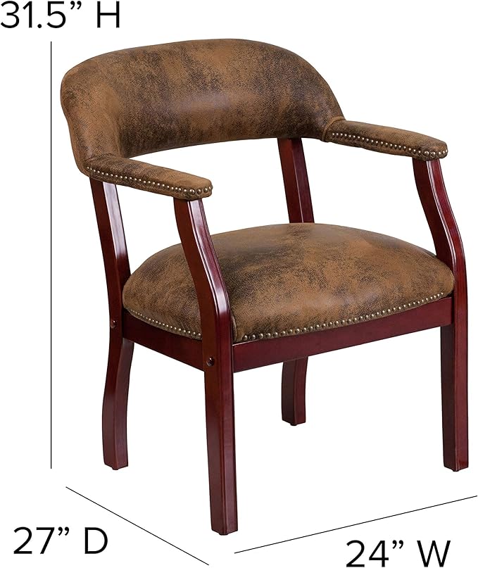 Flash Furniture Diamond Bomber Jacket Brown Luxurious Conference Chair with Accent Nail Trim