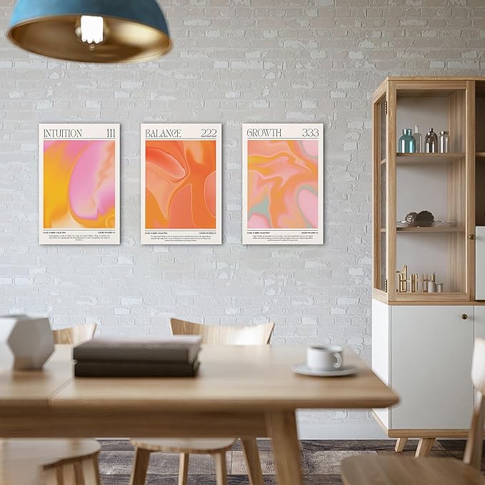 Colorful Gradient Angel Numbers Poster Canvas Print Artwork Room Decor for Bedroom Aesthetic, 3 Piece Framed Inspirational Minimalist Art Paintings Decor for Bedroom Office 16"x24" x 3 Pcs