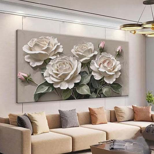LJ CHIXUFA ART Floral Wall Art, Modern Canvas Wall Decor, 24x48 Inch, Perfect for Living Room, Bedroom, Office