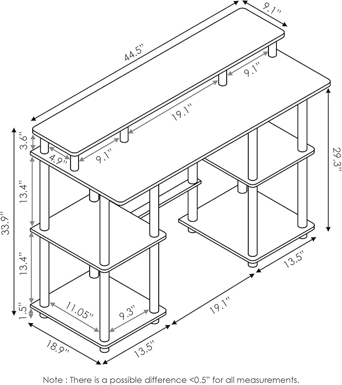FURINNO Turn-N-Tube computer Desk, Espresso