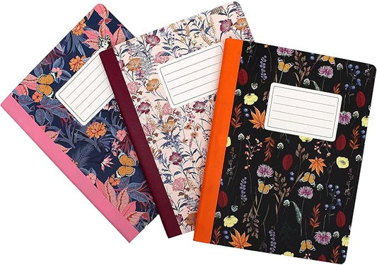 Pukka Pad, Composition Notebooks - 48 Pack of Journals Featuring 140 Pages of College Ruled 80GSM Paper with Sturdy Cover Stock - 9.75 x 7.5in - Bloom