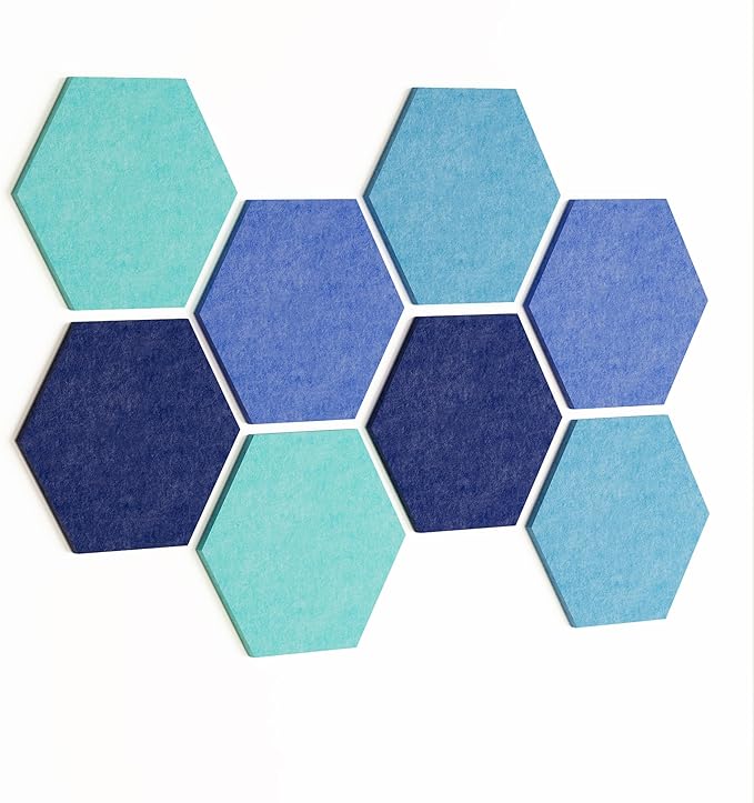 8 Pack Hexagon Felt Bulletin Board Tiles - 11.8" Large Thick Pin Board for Walls with 30 Push Pins, DIY Boards for Office Home School Decor, Aesthetic Hex Cork Board Alternative