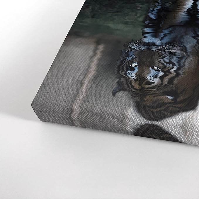 Smile Art Design Mindset is Everyting Brown Cat and Tiger Reflection Motivational Wall Art Canvas Print Inspirational Entrepreneur Quote Office Living Room Decor Gift Ready to Hang 22x15