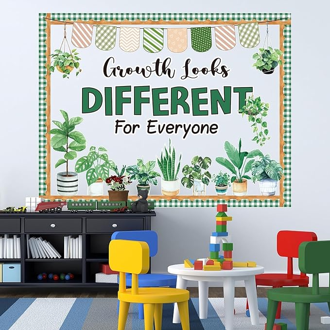 Spring Greenery Bulletin Board Decorations Set with Borders Motivational Plants Classroom Decor for Teachers Positivity Cutouts for Class School Classroom Bulletin Board Decoration