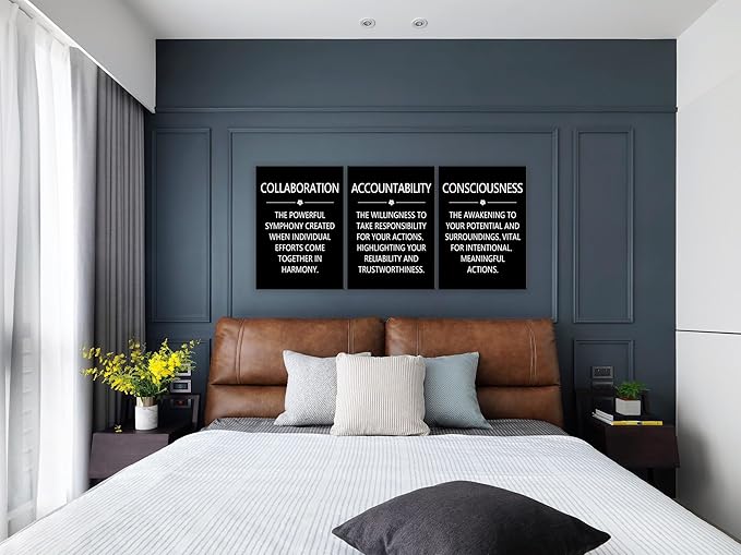 Inspirational Wall Art Consciousness Collaboration Accountability Motivational Office Wall Decor Canvas Framed Prints Artwork Wall Painting Poster Home Wall Decor Bedroom Decor [60" W X 28" H]