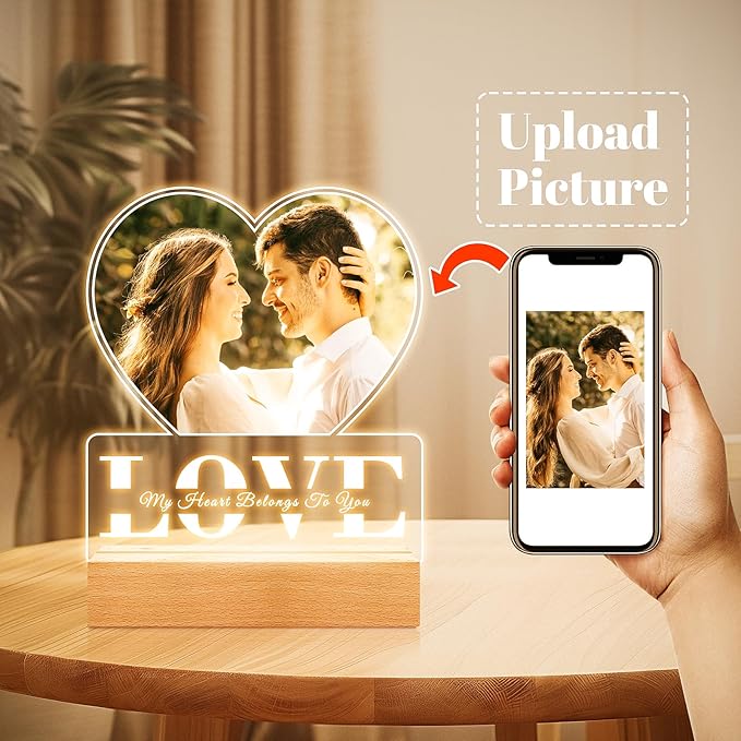 Custom Picture Frames with Photo, Personalized Photo Frame, Customized Picture Frame, Personalized Anniversary Couple Gifts for Women Men Her Him Girlfriend Boyfriend Wife