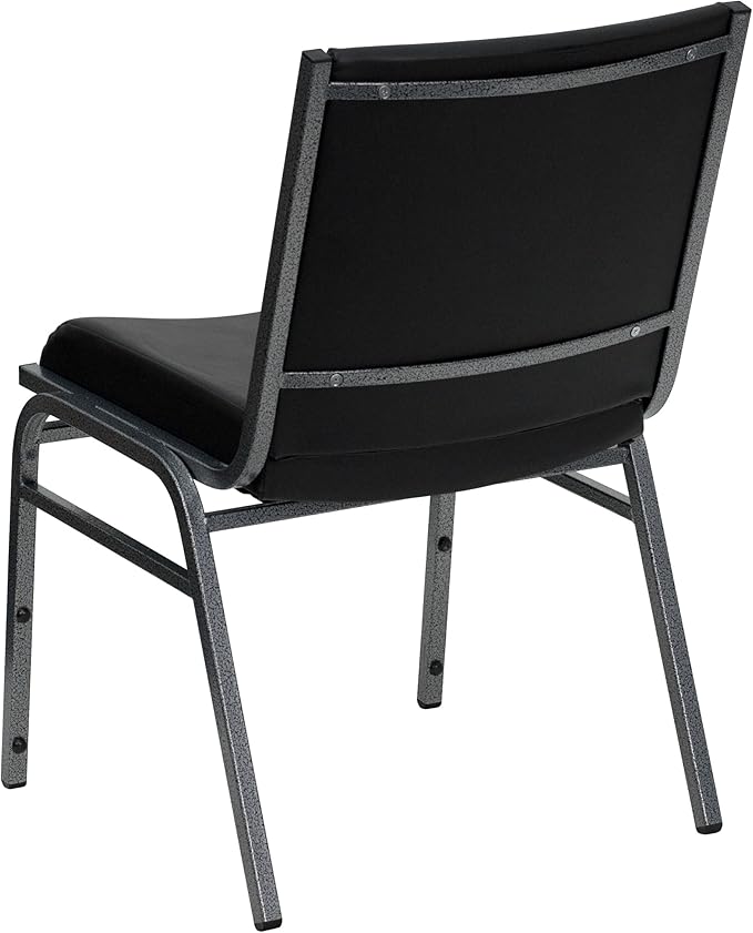 Flash Furniture 4 Pack HERCULES Series Heavy Duty Black Vinyl Stack Chair