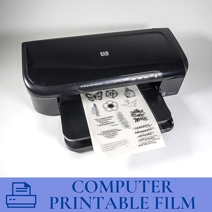 Computer Grafix Ink Jet Film - Printable Film for Creating Custom Overlays, Journals, Window Effects, Stickers, Photos, Jewelry and More, Ink Jet Printers Only (Clear, Pack of 6 (8.5"x11"))
