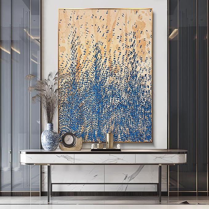 BrightA Blue Woods Abstract Wall Art Wall Painting For Living Room Extra Large Wall Art Large Canvas Art For Living Room Office Dining Room Wall Decor 31.5"x47.2"