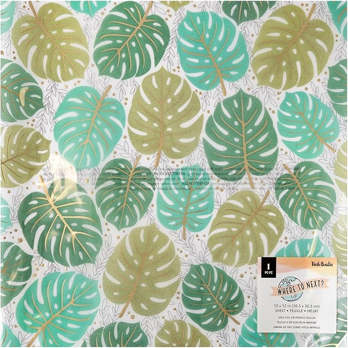 Vicki Boutin Where to Next Specialty Paper 12"X12"-Gold Foiled Vellum