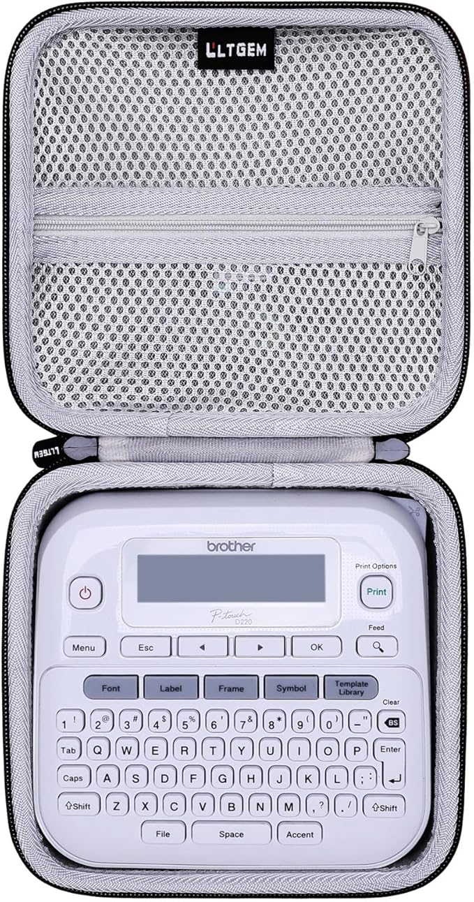LTGEM Case Compatible with Brother P-Touch PTD220 / PTD210 / PTD200 Home/Office Everyday Label Maker, Black+Gray(Case Only)