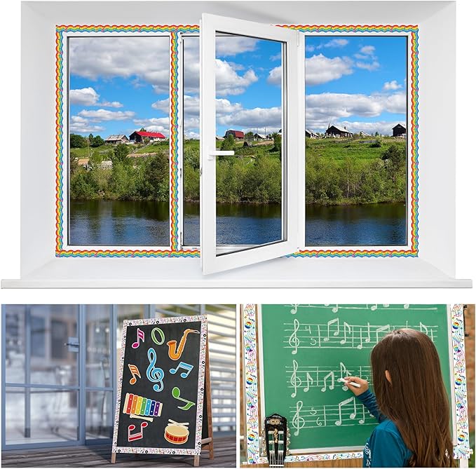 Yeaqee 8 Roll 131 ft Musical Notes Bulletin Board Borders Decorations Back to School Self Stick Music Bulletin Trim Music Bulletin Board Classroom Bulletin for Music Room Wall Door Decor
