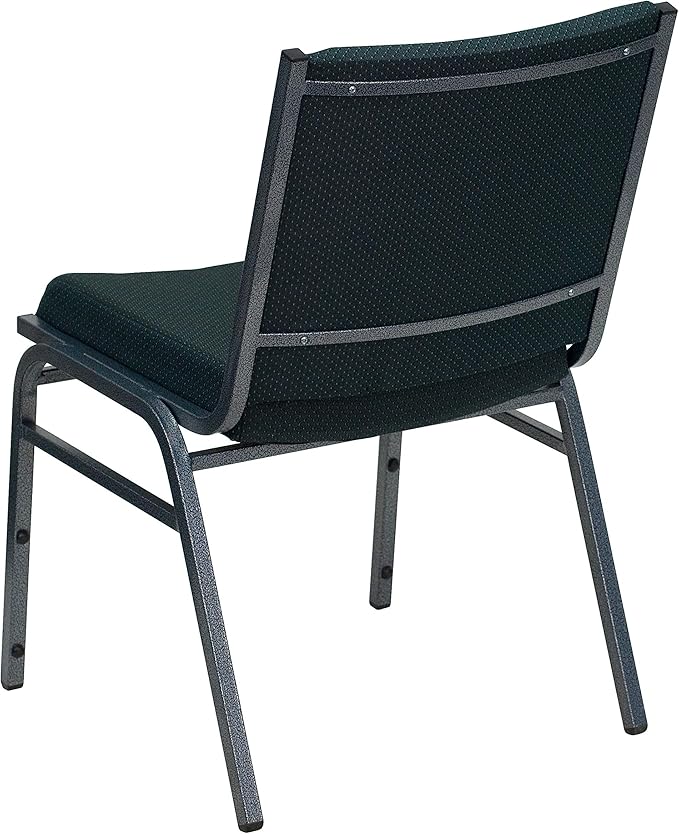 Flash Furniture HERCULES Series Heavy Duty Green Patterned Fabric Stack Chair with Ganging Bracket