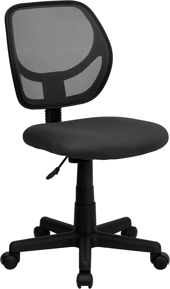 Flash Furniture Neri Low Back Gray Mesh Swivel Task Office Chair with Curved Square Back