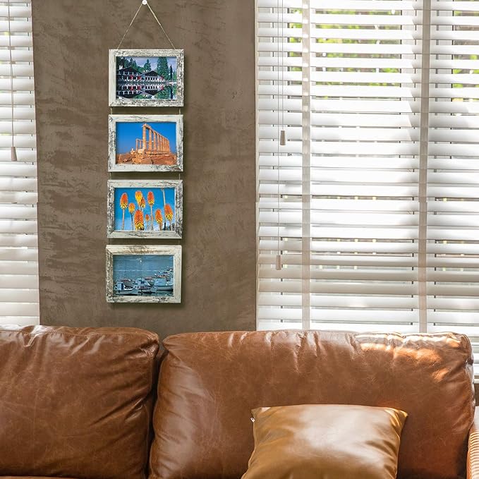 SESEAT Wall Hanging 5x7 Picture Frames Collage with Distressed White Frames,2 Packs