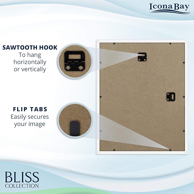 Icona Bay - 11x14 White Collage Picture Frame with Removable Mat for 5-4x6 Photos - Modern Style Engineered Wood Frame - Wall Mount Only - Bliss Collection