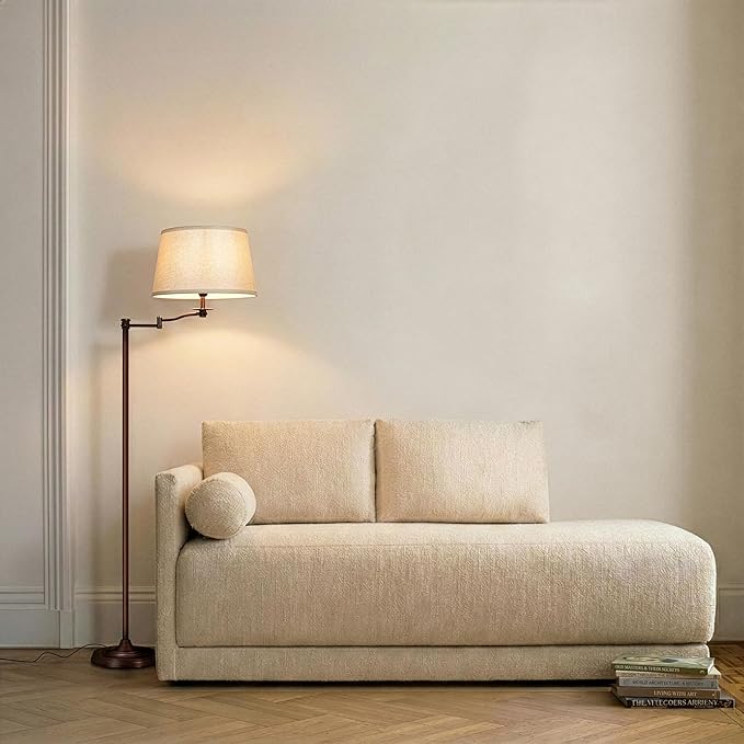 Brightech Caden LED Floor lamp, Great Living Room Décor, Tall Lamp With Swing Arm, Classic Lamp for Living Rooms & Offices, Industrial Standing Lamp for Bedroom Reading - Bronze