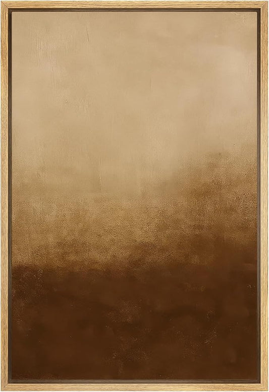 SIGNFORD Framed Canvas Print Wall Art Rust Horizon Abstract Brown Gradient Illustration Modern Art Decorative Chic Relax/Zen for Living Room, Bedroom, Office - 24"x36" Natural