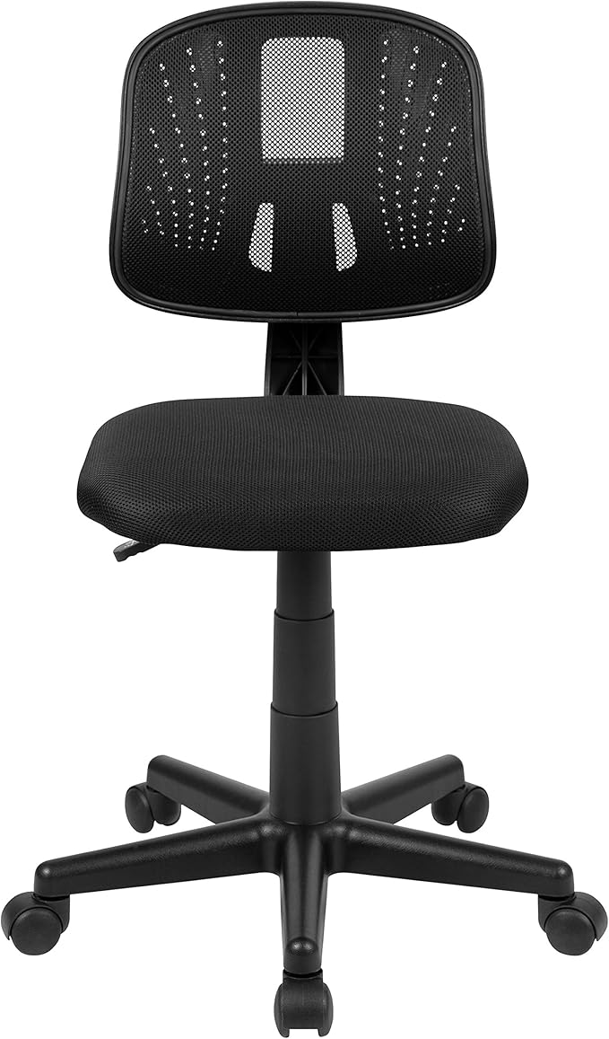 Flash Furniture Flash Fundamentals Mid-Back Swivel Task Office Chair with Pivot Back, Height-Adjustable Ergonomic Mesh Office Desk Chair, Black