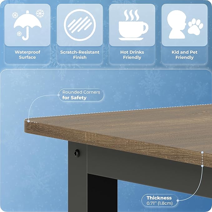 51" Home Office Desk Modern Computer Desk 51.2x23.6x29.5 inches PC Table with Thicken Frame Industrial Style Sturdy Metal Frame Furniture for Writing Gaming Rustic Brown+Black