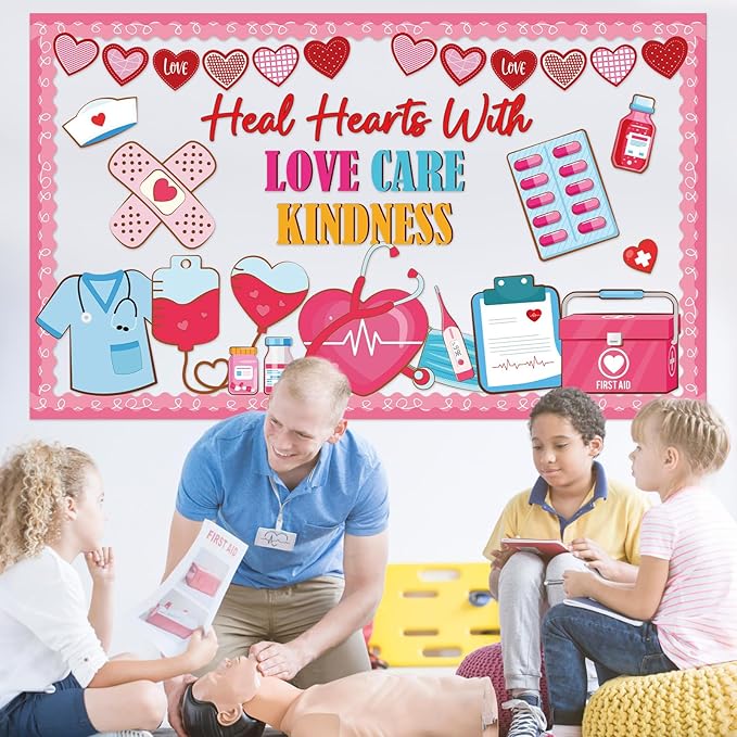 Nurse Bulletin Board Decorations Set Healthcare Bulletin Board Healthy Kindness Nursing Paper Cutouts Medical Health Classroom Decoration for Home School Office Decor Party Teacher Supplies