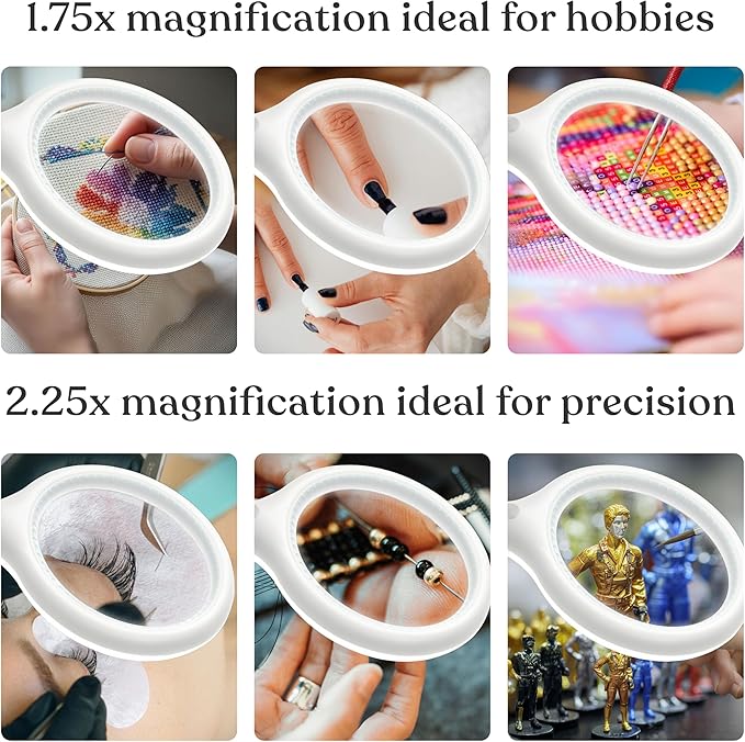 Brightech LightView Flex Magnifying Desk Lamp with Clamp, 1.75X Light Magnifier, Adjustable Magnifying Glass with Light for Crafts, Reading, Close Work
