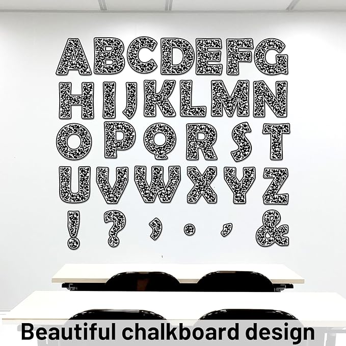 150 PCS Large 6" Bulletin Board Letters Set, Black Composition Classroom Alphabet Cutout Letter for Bulletin Board Display School Combo Pack, A Great Helper to Inspire Students' Learning Interest