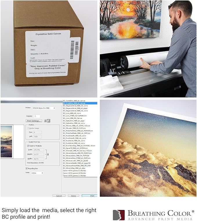 Crystalline Satin Bright White, Poly-Cotton Inkjet Canvas 8.5in x 11in, 25 Sheets Makes Color and Contrast Art Pop With Its Exquisite Satin Finish