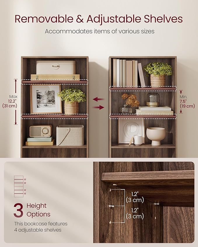 VASAGLE Custos Collection - Bookshelf, 6-Tier Bookcase, Book Shelf, Open Storage Shelf, 9.4 x 23.6 x 63.3 Inches, for Living Room, Home Office, Dining Room, Natural Walnut ULBC166K01
