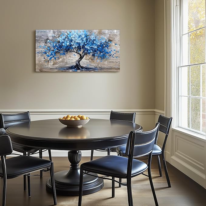 SERIMINO Tree of Life Large Wall Art Prints, Blue Tree Abstract Canvas Art Wall Decor, Nature Plant Artwork for Walls, Modern Aesthetic House Decorations Living Room Bedroom Home Office 20"X40"