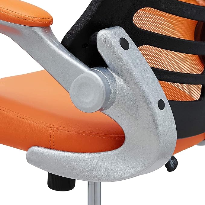 Modway EEI-210-ORA Attainment Mesh Back and Vinyl Seat Modern Office Chair in Orange 26.5"L x 26.5"W x 39.5-43.5"H