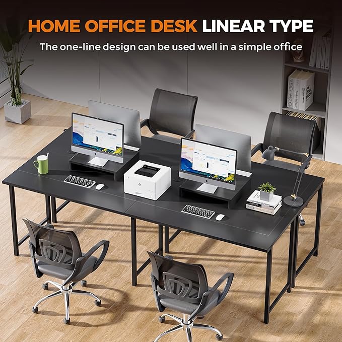 COMHOMA 57" L Shaped Desk with 2 Monitor Stand, Reversible Computer Desk Corner Desks Gaming Desk PC Table, Large Work Workstation for Gaming Writing Study, Black