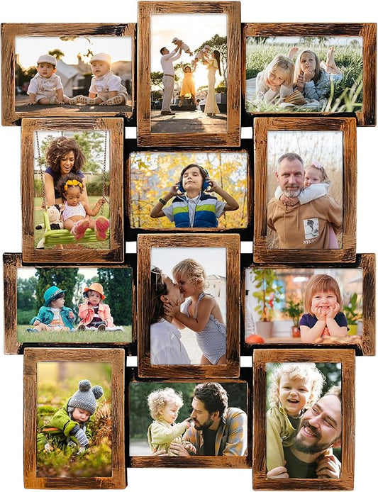 HELLO LAURA - 4x6 Picture Frame Collage Classic Photo Frames Gallery Collection Display 12 Opening Photos Collage Frame for Wall Picture Frame 6" x 4" Photo Sockets x 12 | Bronze Like Edge