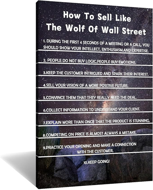 Inspirational Canvas Wall Art Motivational Poster Print Entrepreneur Quotes The Wolf Of Street Picture Painting Wall Decor Artwork for Modern Home Living Room Office Ready to Hang [24''Wx36''H]
