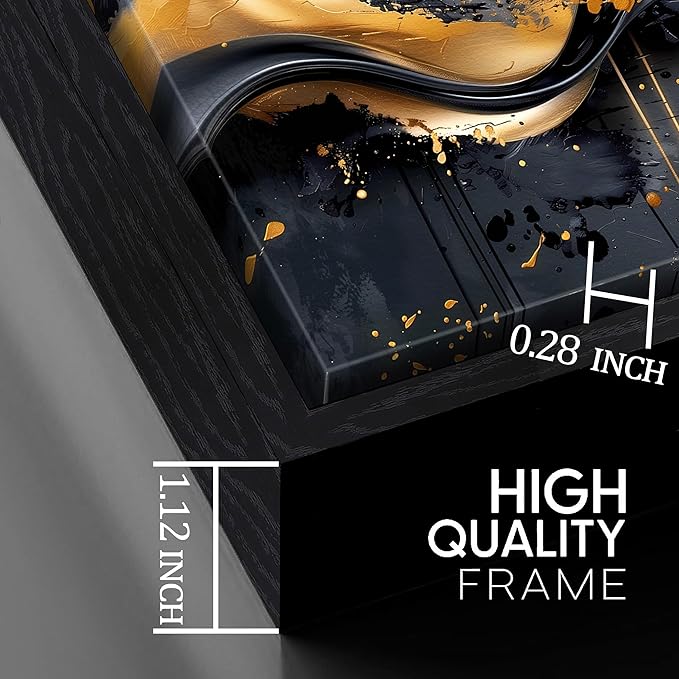 Gold Canvas Wall Art Black Artwork Large Abstract Wall Decorations Modern Pictures for Bedroom Living Room 24"x 48"