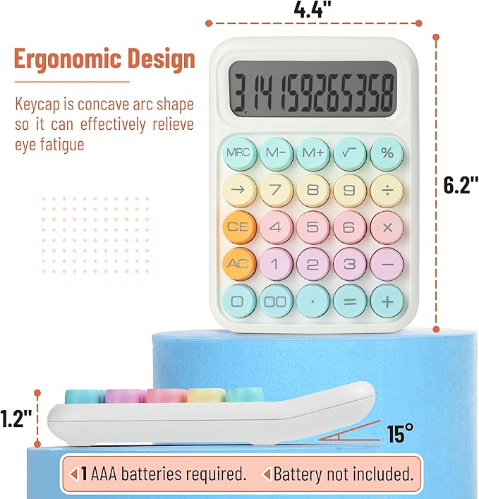 Mr. Pen- Mechanical Switch Calculator, 12Digits, Large LCD Display, Colorful Calculator Big Buttons