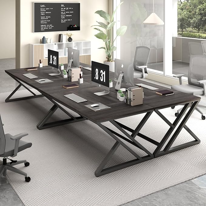 HSH Large Rustic Computer Desk, Industrial Extra Long Home Office Desk, Modern Pc Study Gaming Writing Table for Two Person, Workstation Executive Desk for Home Bedroom Living Room, Dark Gray, 70 Inch
