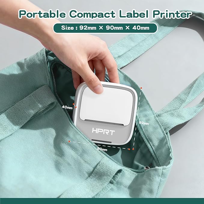 HPRT S1 Bluetooth Thermal Label Printer, Portable Mini Inkless Sticker Maker with 1 Roll Paper, Compatible with iPhone & Android, for Home, School, Office, Travel, Kids. Free App with Templates