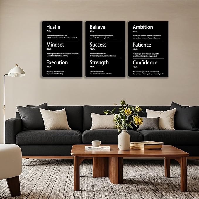 3 Panel Print Canvas Wall Art Motivational Office Wall Decor Painting Inspirational Posters Modern Inspiring Artwork for Home Living Room Bedroom Wall Decor Office Wall Art Ready to Hang - 48"Wx24"H