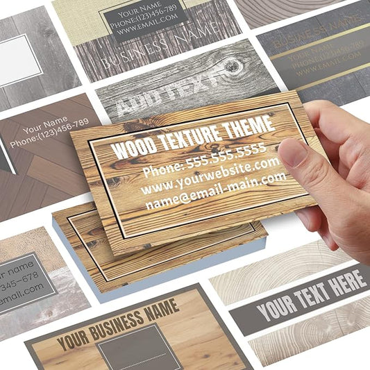 Business Cards Customize with Wood Texture Templates, Custom Business Cards Personalized with Your Logo, 3.5"X 2" 300gsm Matte Paper for Small Business