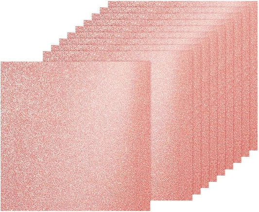 PATIKIL 40Sheets Rose Gold Glitter Cardstock, 12x12In Glitter Paper Card Stock Shiny Scrapbook 250gsm Sparkly Paper Large Shimmer for Crafts Scrapbook DIY Art Wedding Party