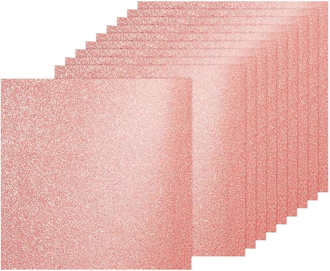 PATIKIL 10Sheets Rose Gold Glitter Cardstock, 12x12In Glitter Paper Card Stock Shiny Scrapbook 250gsm Sparkly Paper Large Shimmer for Crafts Scrapbook DIY Art Wedding Party