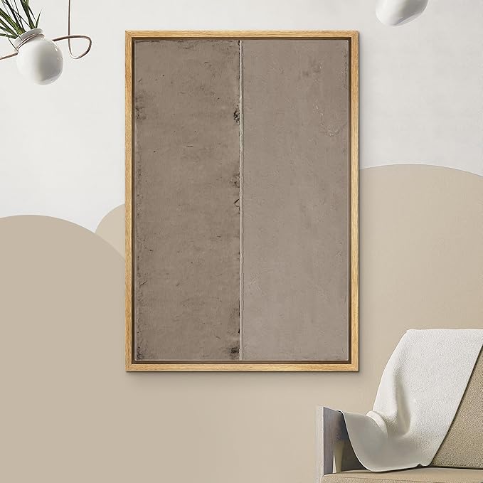 IDEA4WALL Framed Canvas Print Wall Art Geometric Gray Grunge Retro Color Blocks Abstract Shapes Illustrations Modern Art Minimal Relax/Zen for Living Room, Bedroom, Office - 16"x24" Natural